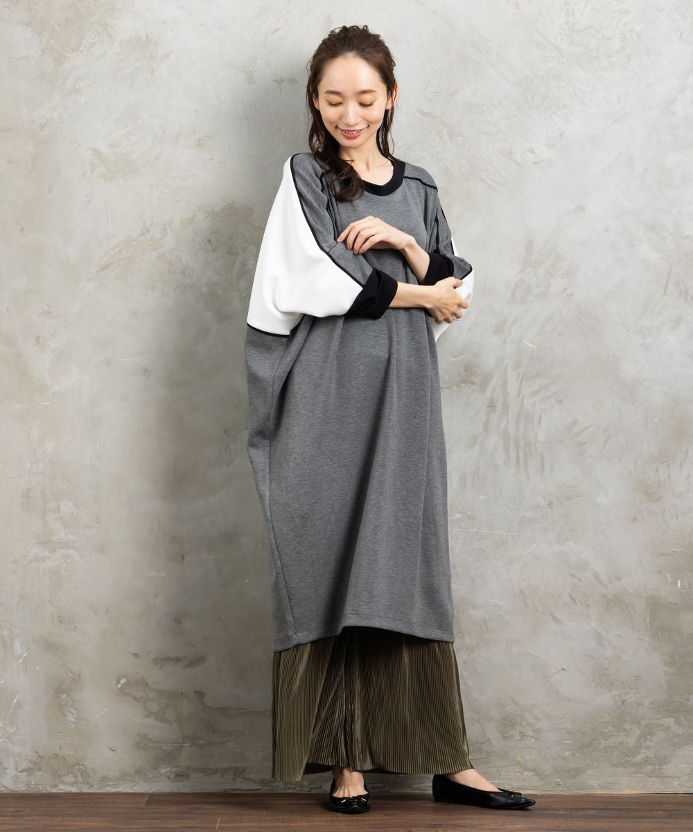 21号(6L～) MAT FASHION カラーブロッキングワンピース