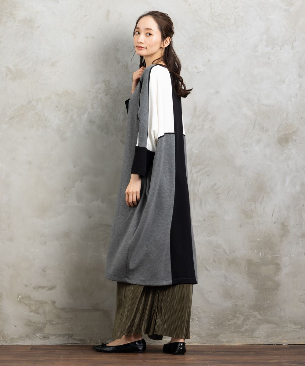 21号(6L～) MAT FASHION カラーブロッキングワンピース