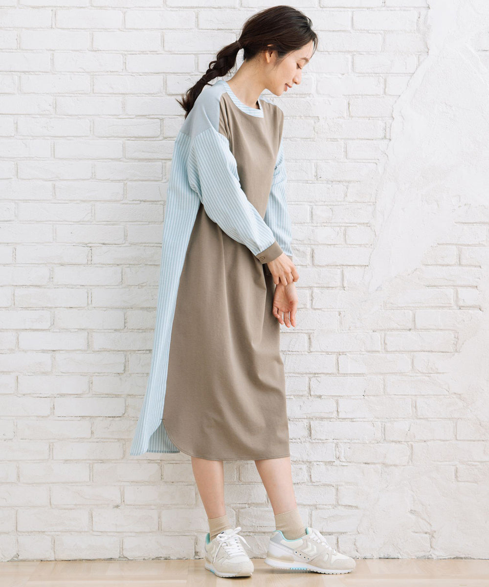 FONTLAB ストライプコンビポンチワンピース