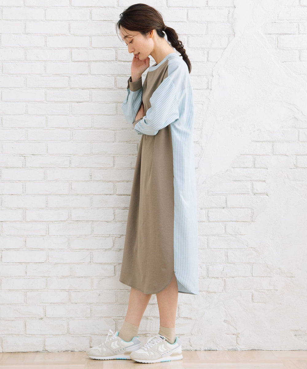 FONTLAB ストライプコンビポンチワンピース