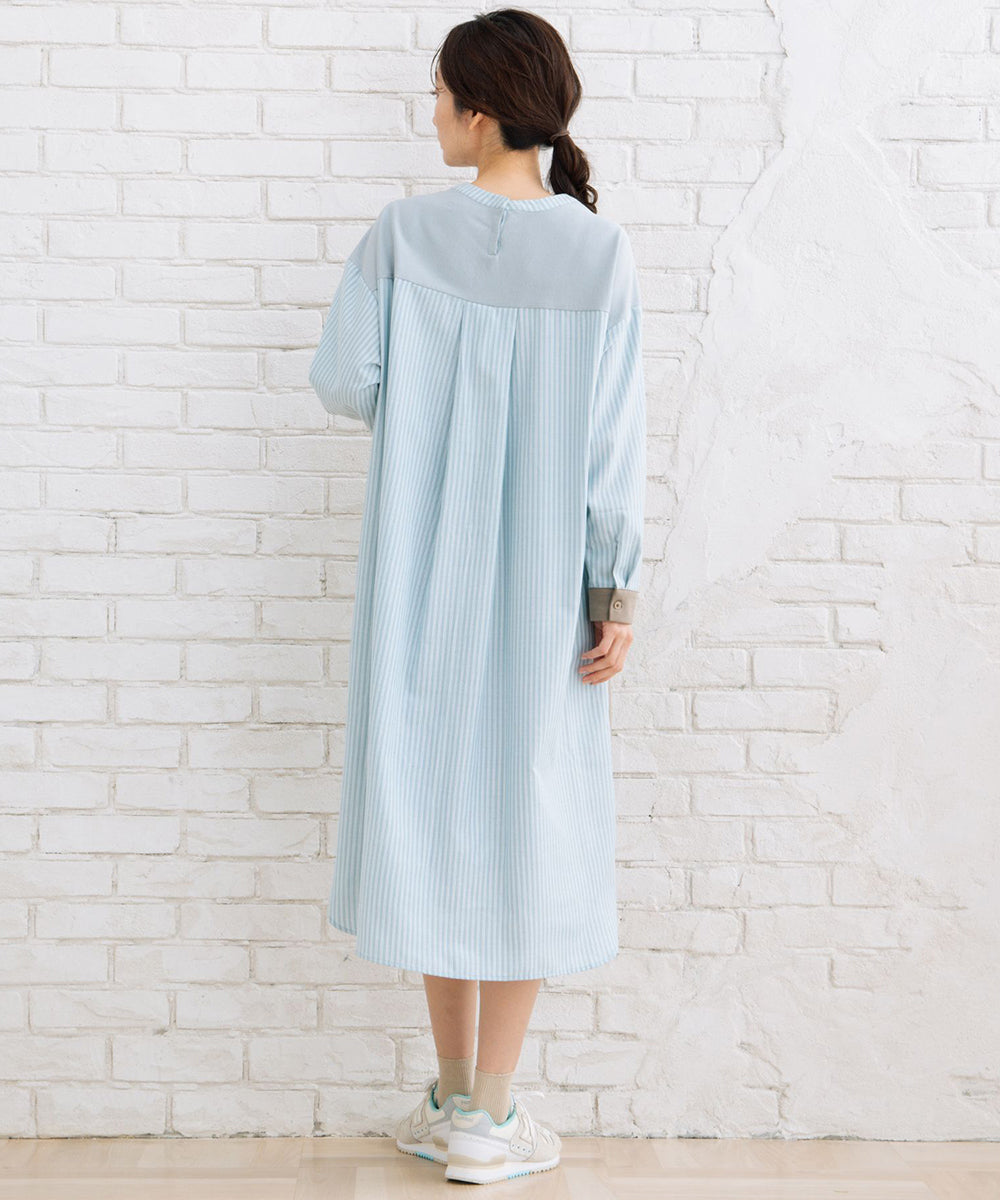 21号(6L～) FONTLAB ストライプコンビポンチワンピース