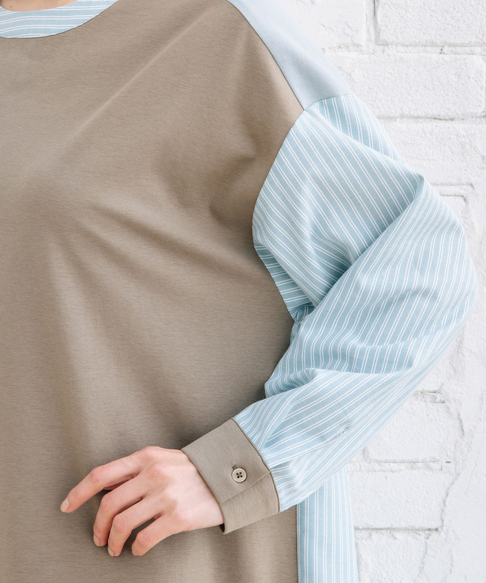 21号(6L～) FONTLAB ストライプコンビポンチワンピース