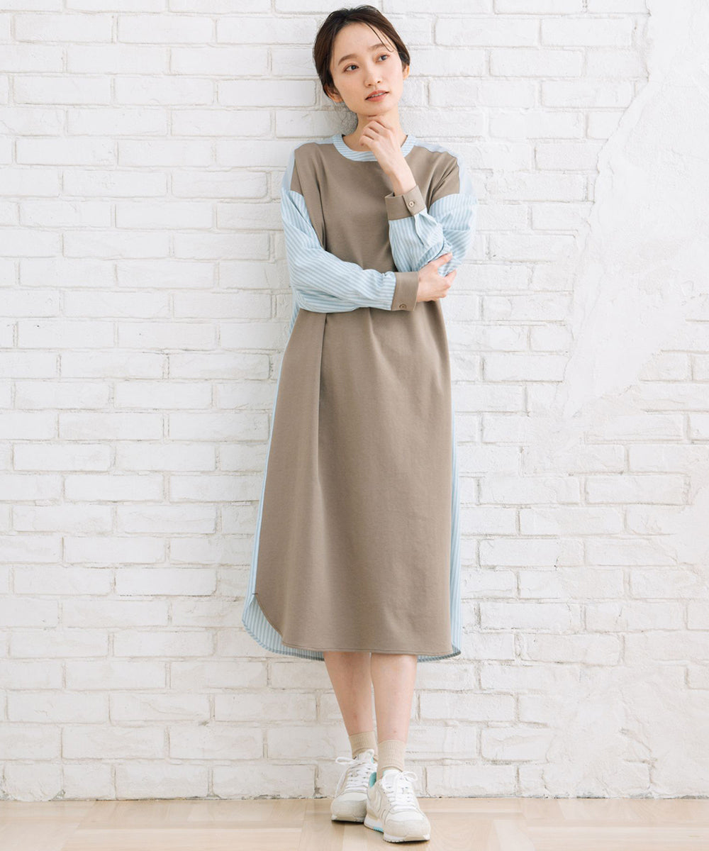 FONTLAB ストライプコンビポンチワンピース