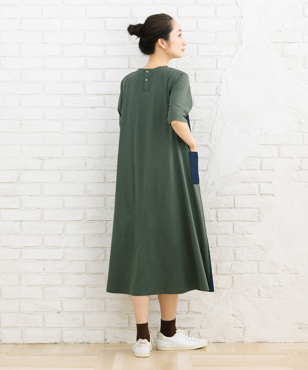 21号(6L～) FONTLAB ライトデニムドッキングワンピース