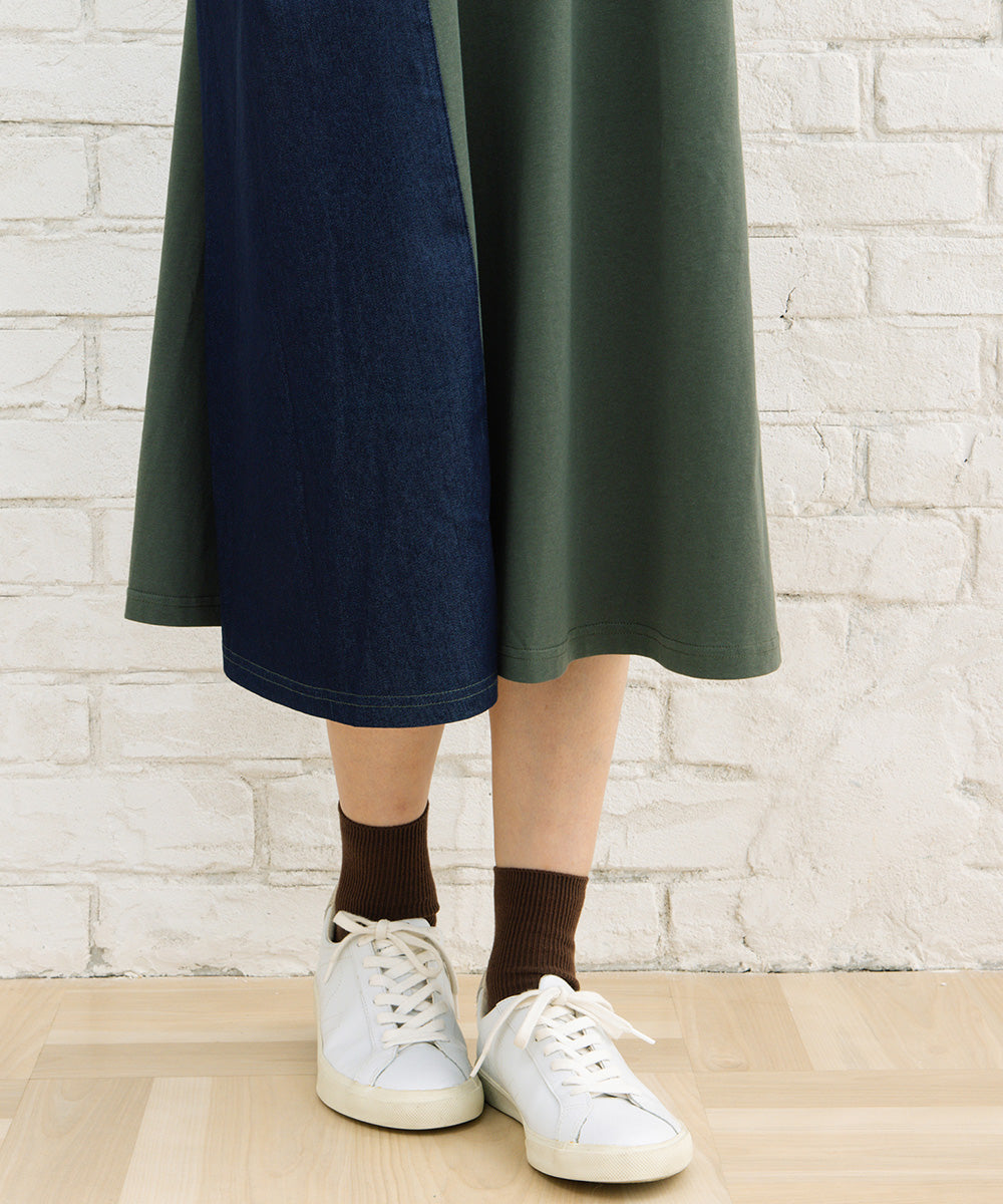 21号(6L～) FONTLAB ライトデニムドッキングワンピース