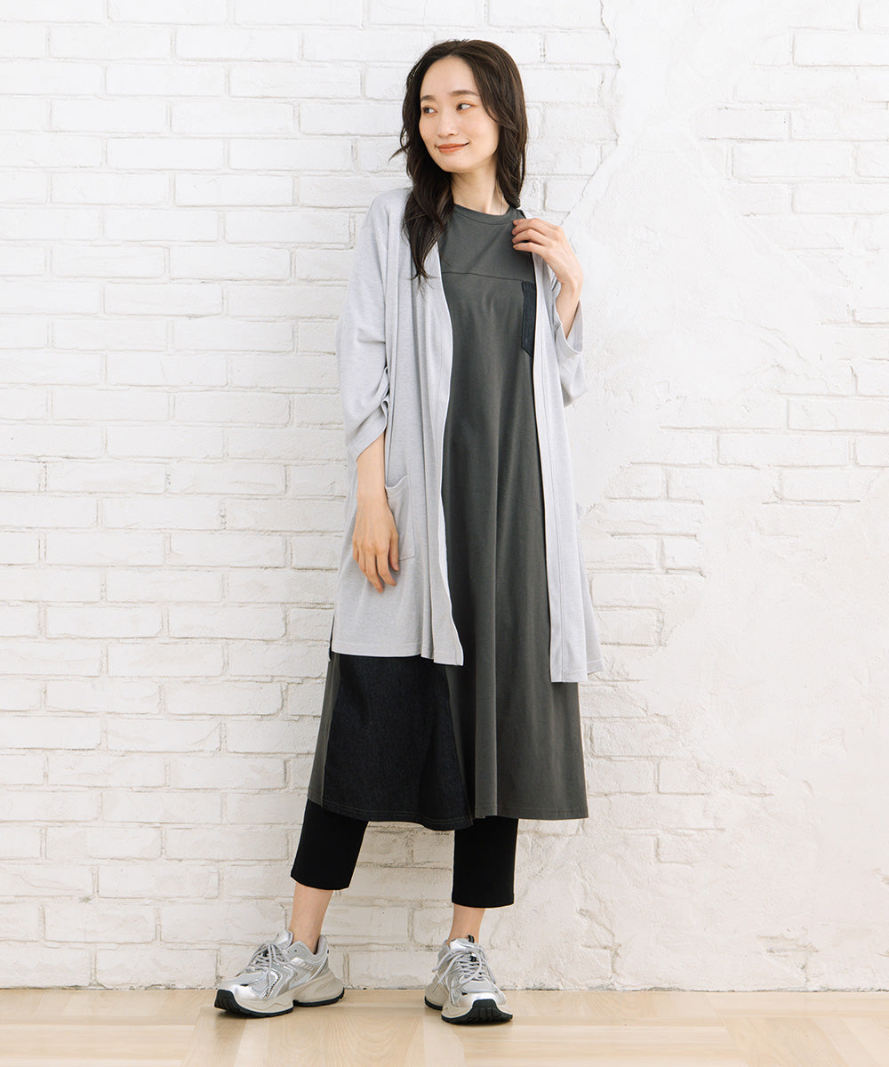 21号(6L～) FONTLAB ライトデニムドッキングワンピース