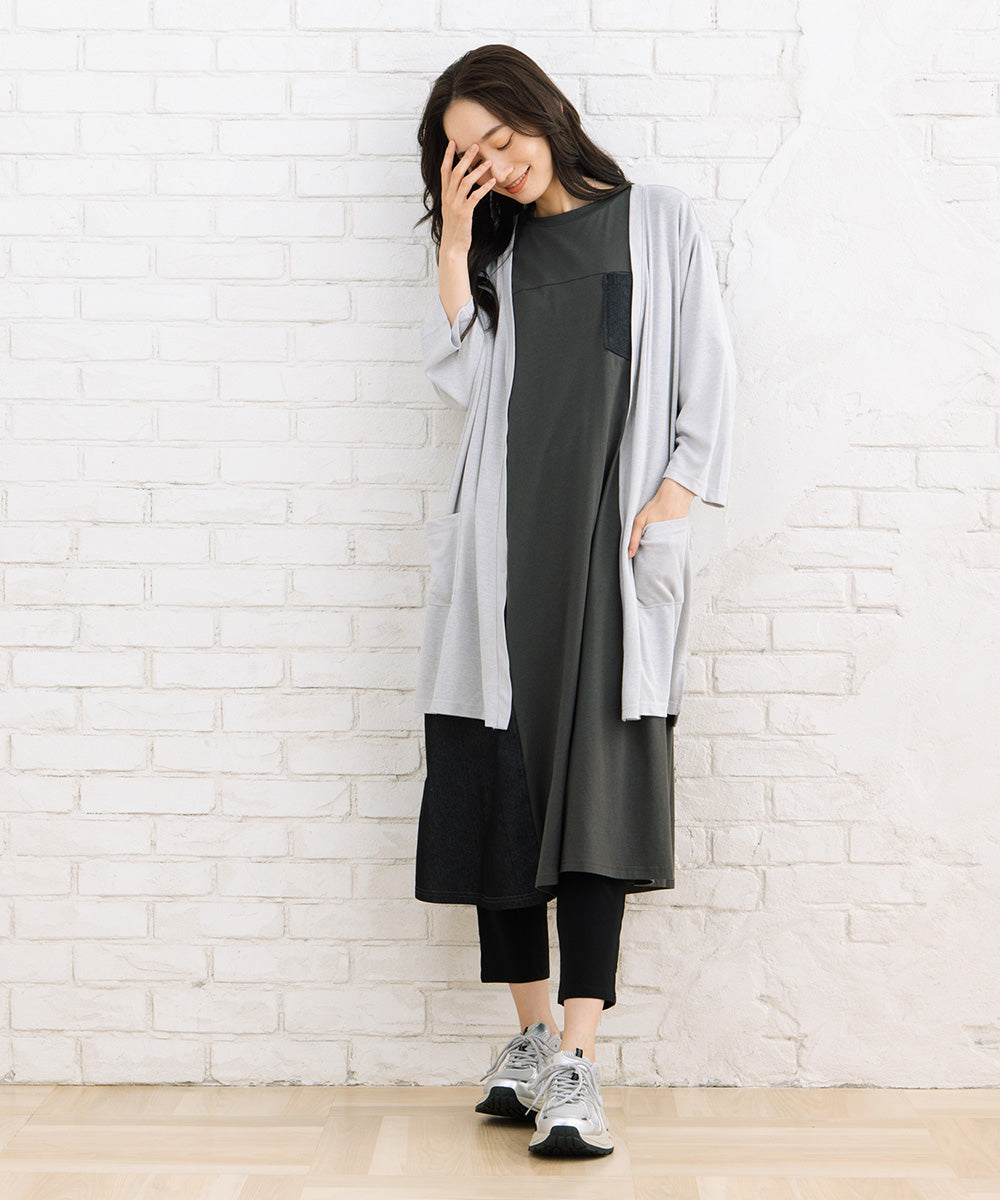 21号(6L～) FONTLAB ライトデニムドッキングワンピース