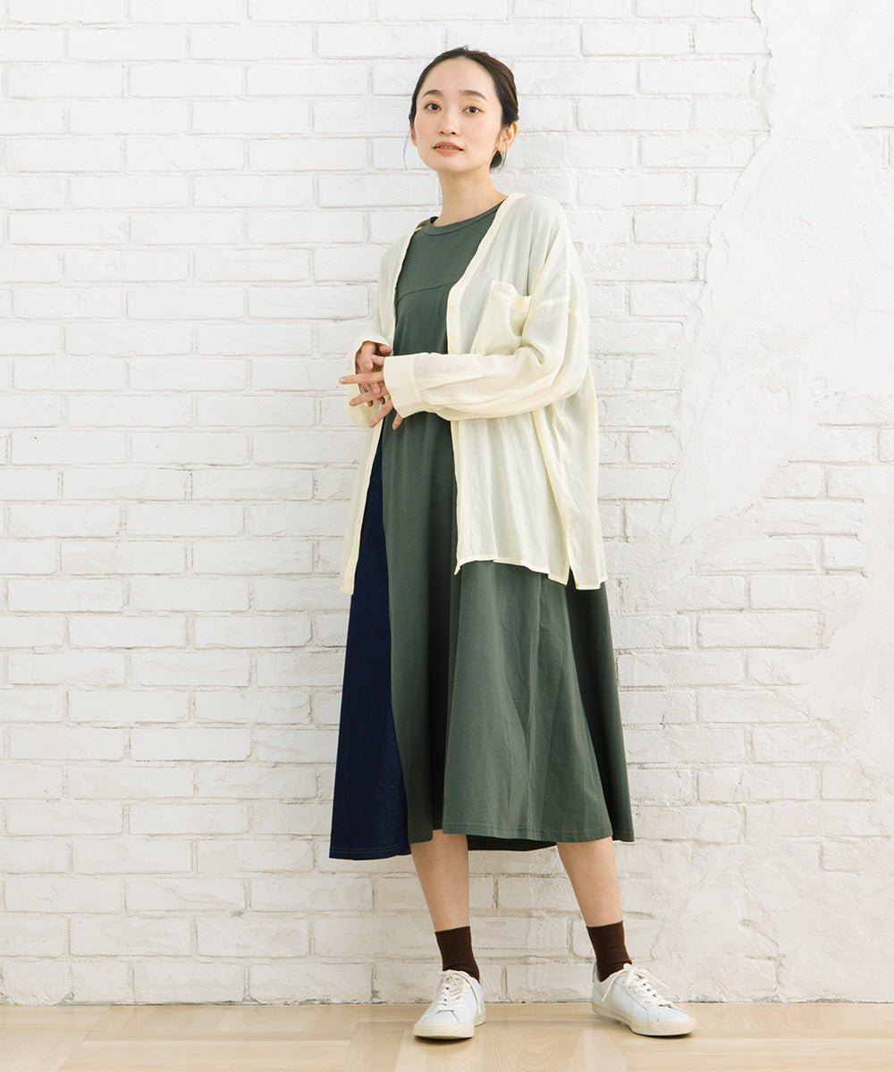 21号(6L～) FONTLAB ライトデニムドッキングワンピース