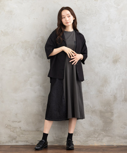 21号(6L～) FONTLAB ライトデニムドッキングワンピース