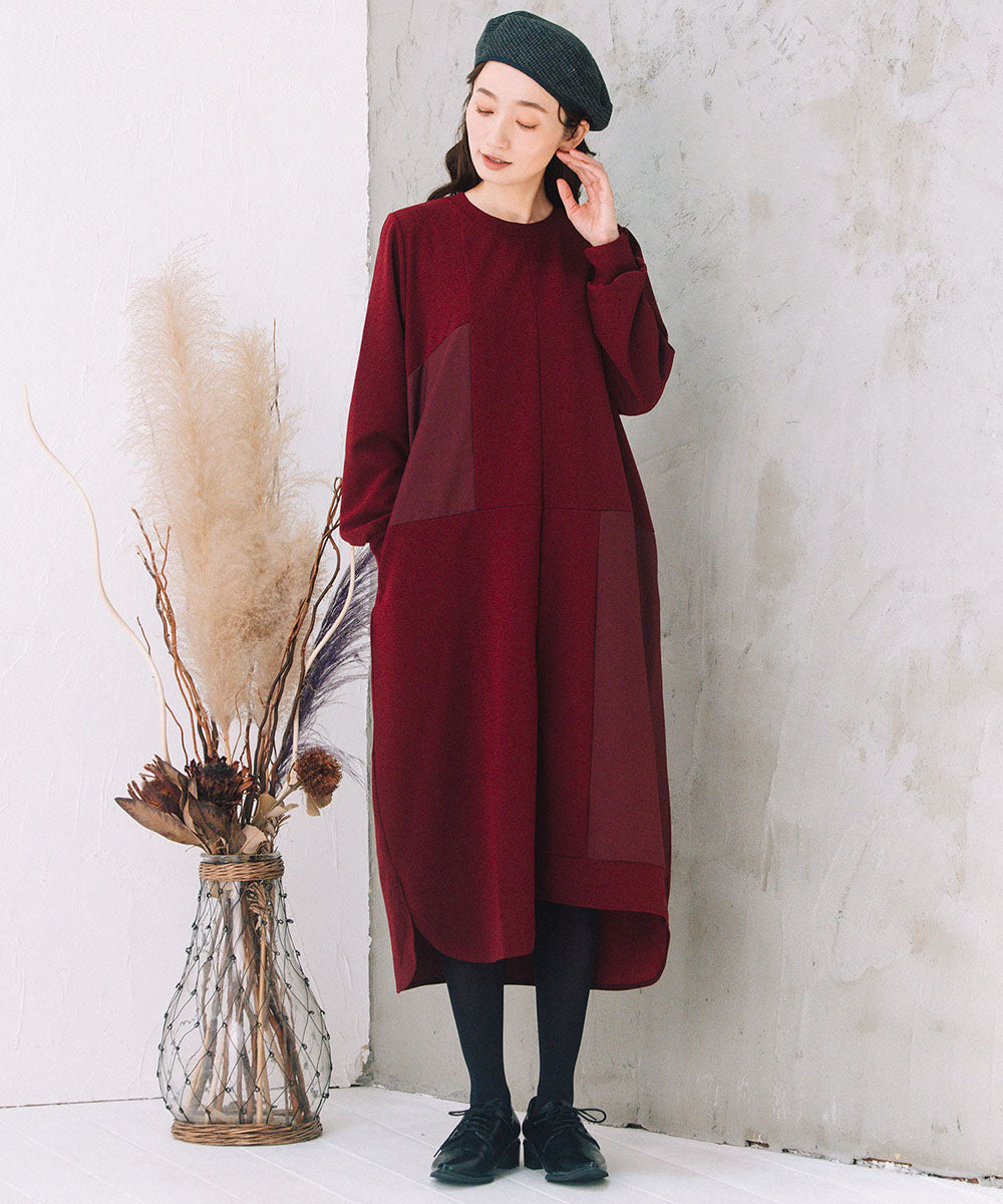 大きいサイズ レディース 異素材 アシメ ワンピース｜sabstreet my standard(サブストリートマイスタンダード)