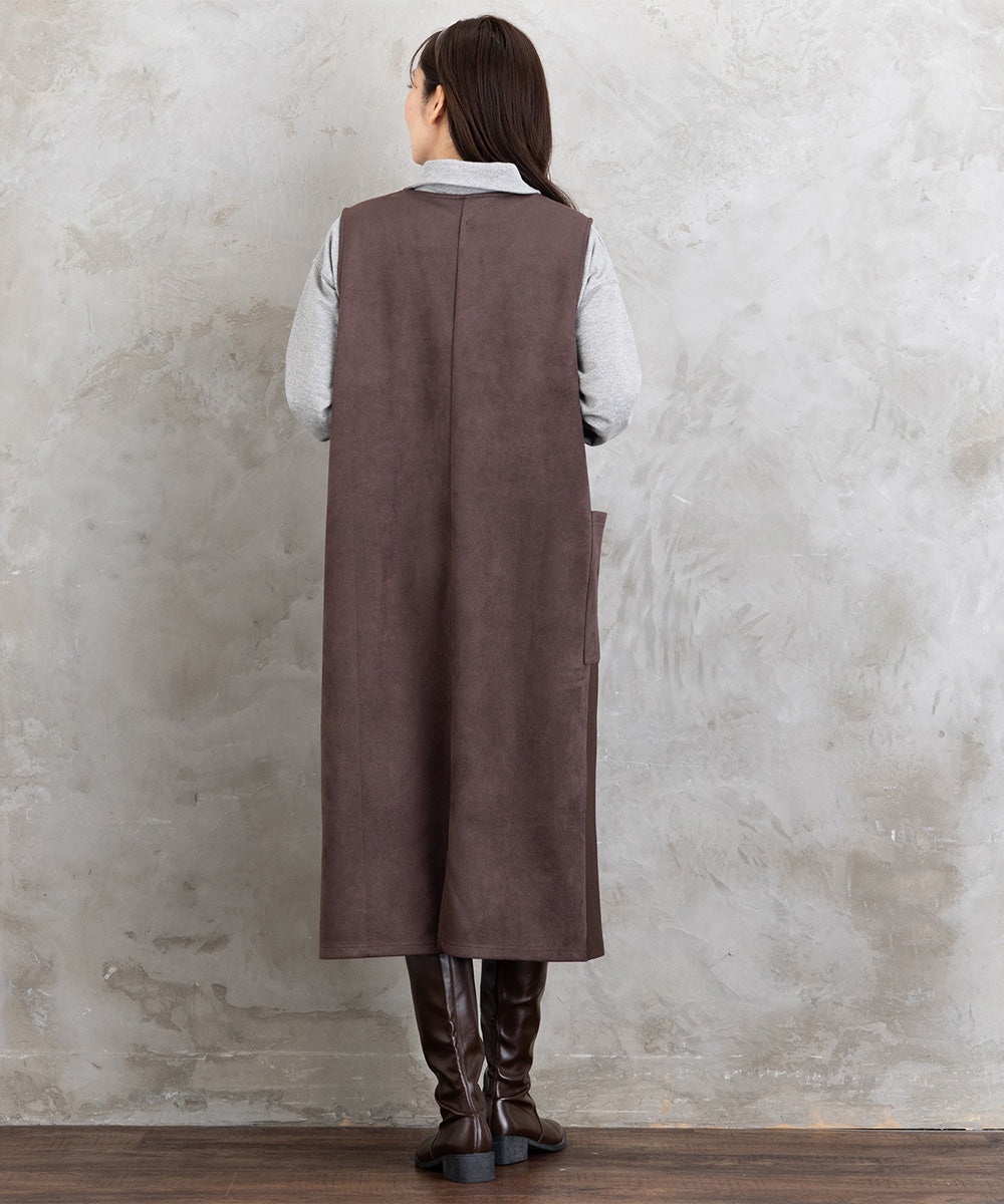 FONTLAB マシュマロスウェードVネックジャンパースカート