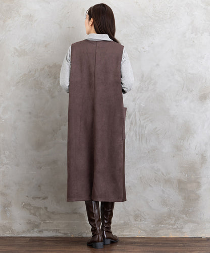 FONTLAB マシュマロスウェードVネックジャンパースカート