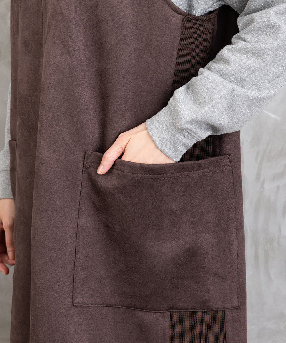 FONTLAB マシュマロスウェードVネックジャンパースカート