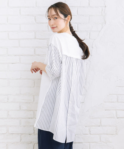 FONTLAB ストライプコンビシルケットチュニック