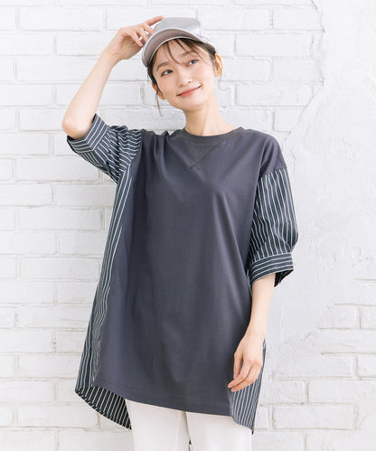 FONTLAB ストライプコンビシルケットチュニック