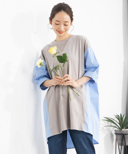 FONTLAB ストライプコンビシルケットチュニック