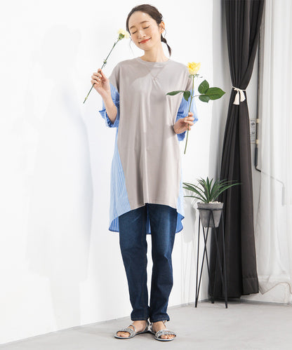 FONTLAB ストライプコンビシルケットチュニック