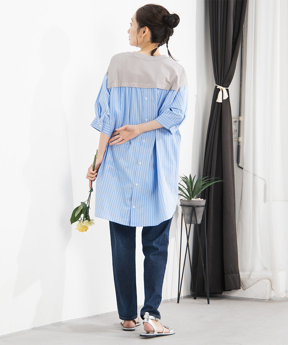 FONTLAB ストライプコンビシルケットチュニック