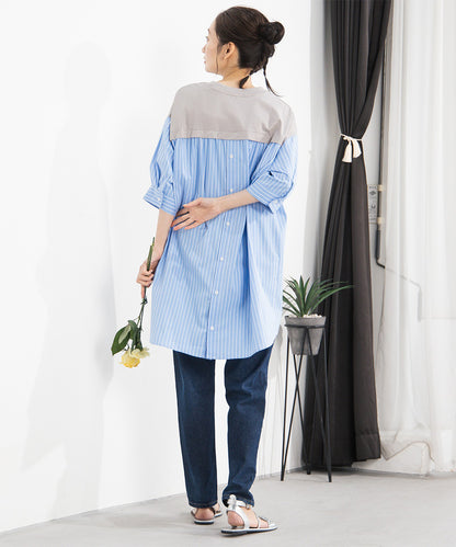 FONTLAB ストライプコンビシルケットチュニック