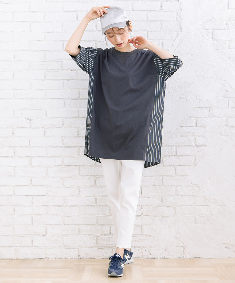 FONTLAB ストライプコンビシルケットチュニック