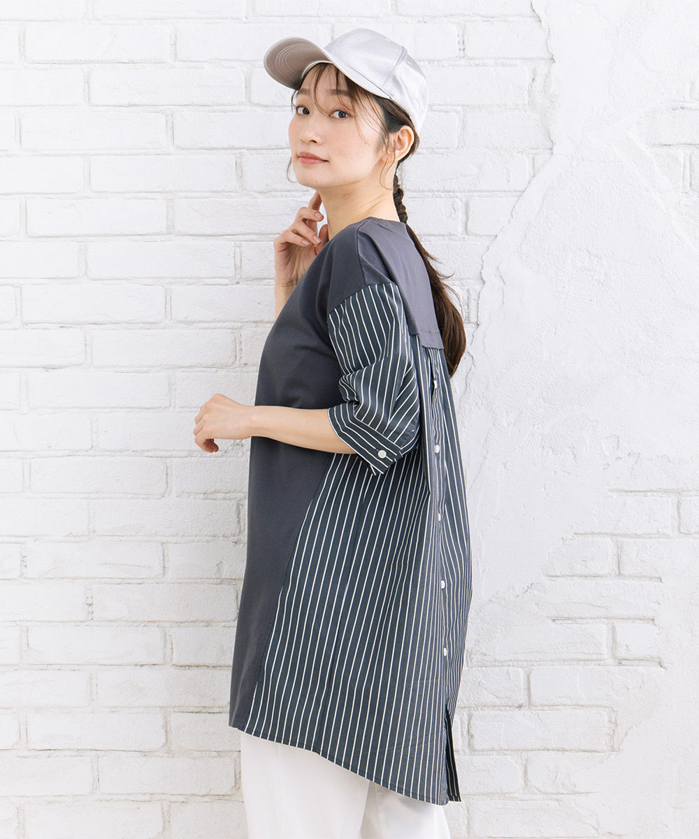 FONTLAB ストライプコンビシルケットチュニック