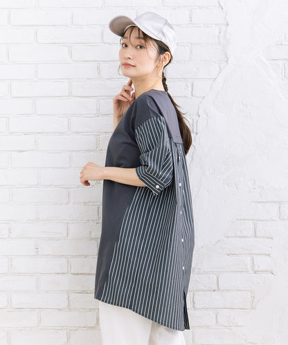 FONTLAB ストライプコンビシルケットチュニック