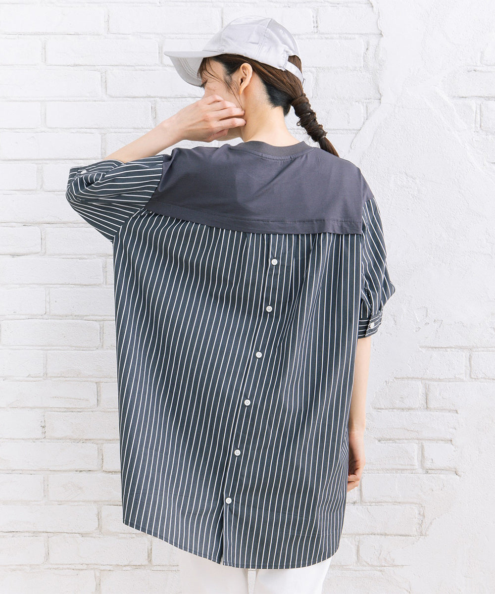FONTLAB ストライプコンビシルケットチュニック