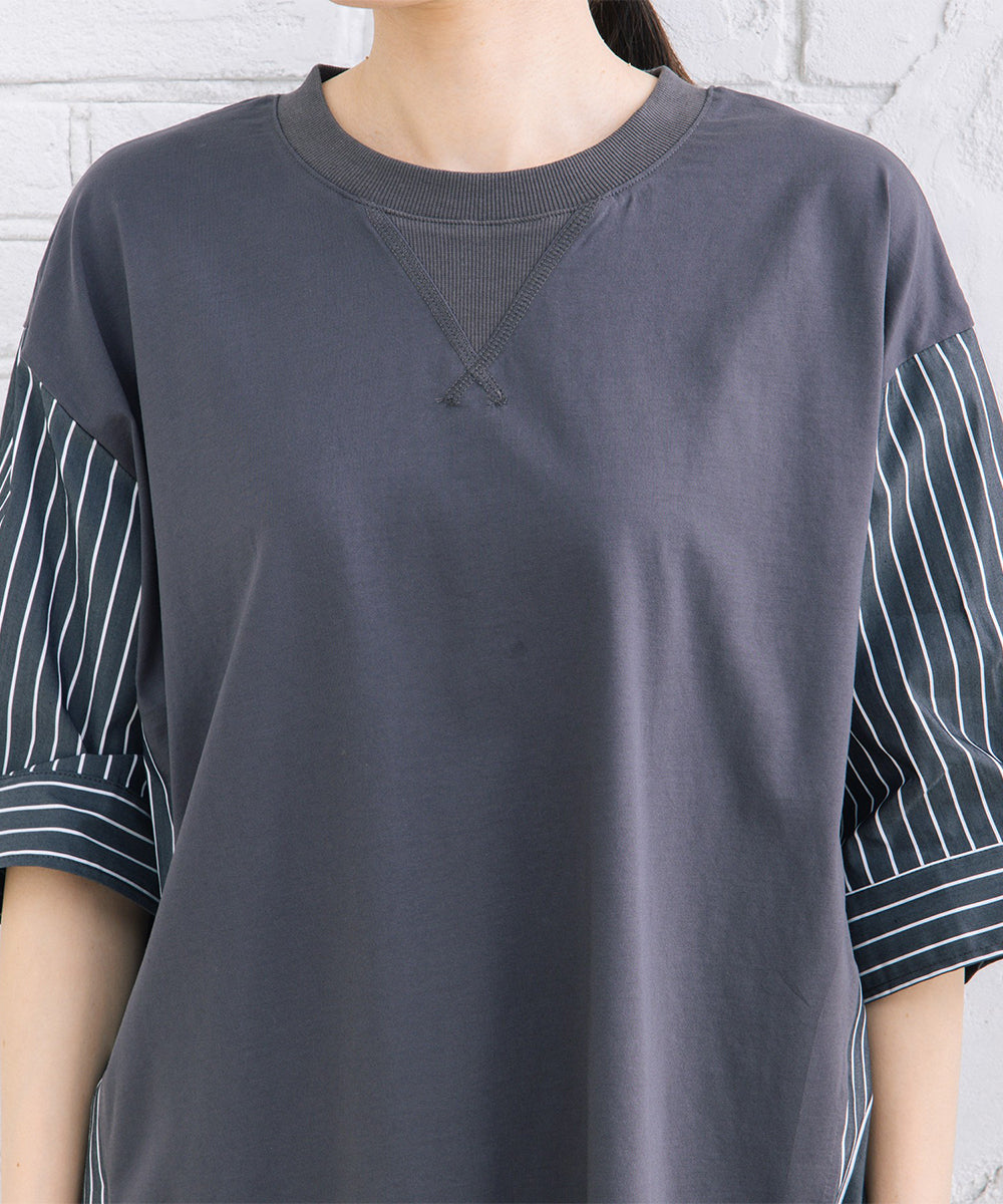 FONTLAB ストライプコンビシルケットチュニック