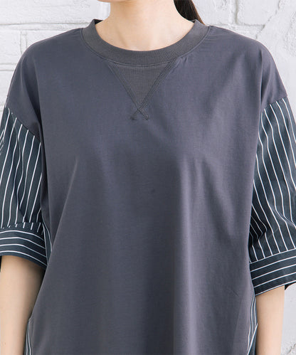 FONTLAB ストライプコンビシルケットチュニック
