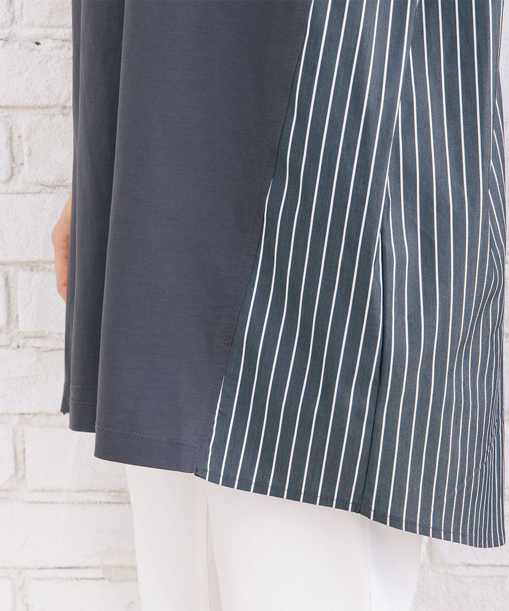 FONTLAB ストライプコンビシルケットチュニック