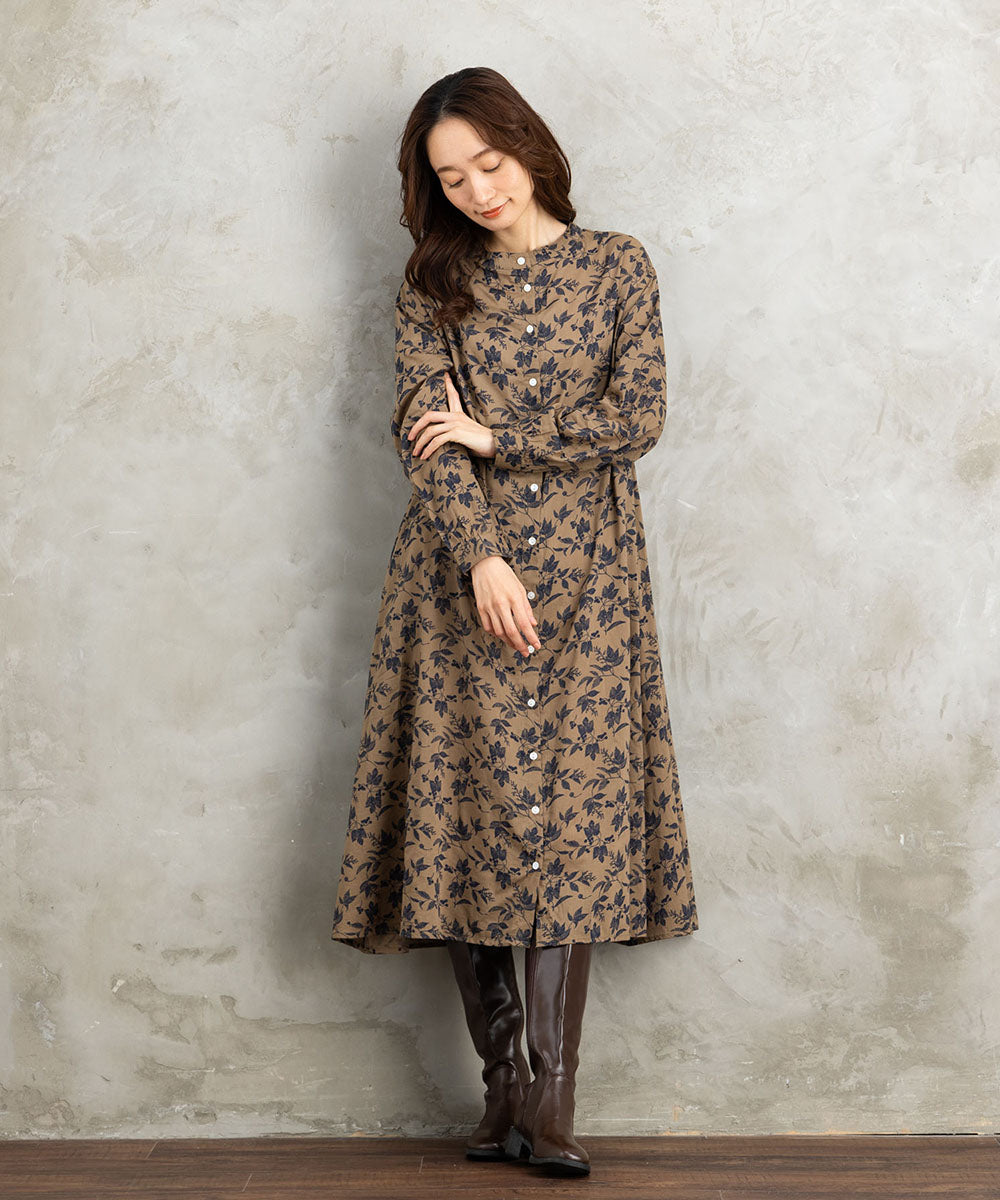 INDESIGN ケーブルニットベスト×ボタニカルワンピースアンサンブル