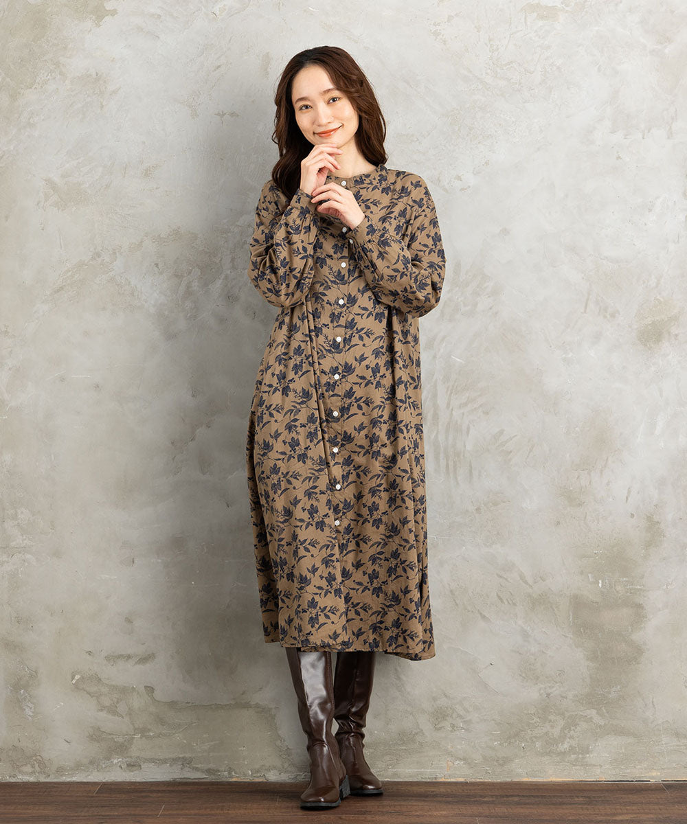 INDESIGN ケーブルニットベスト×ボタニカルワンピースアンサンブル