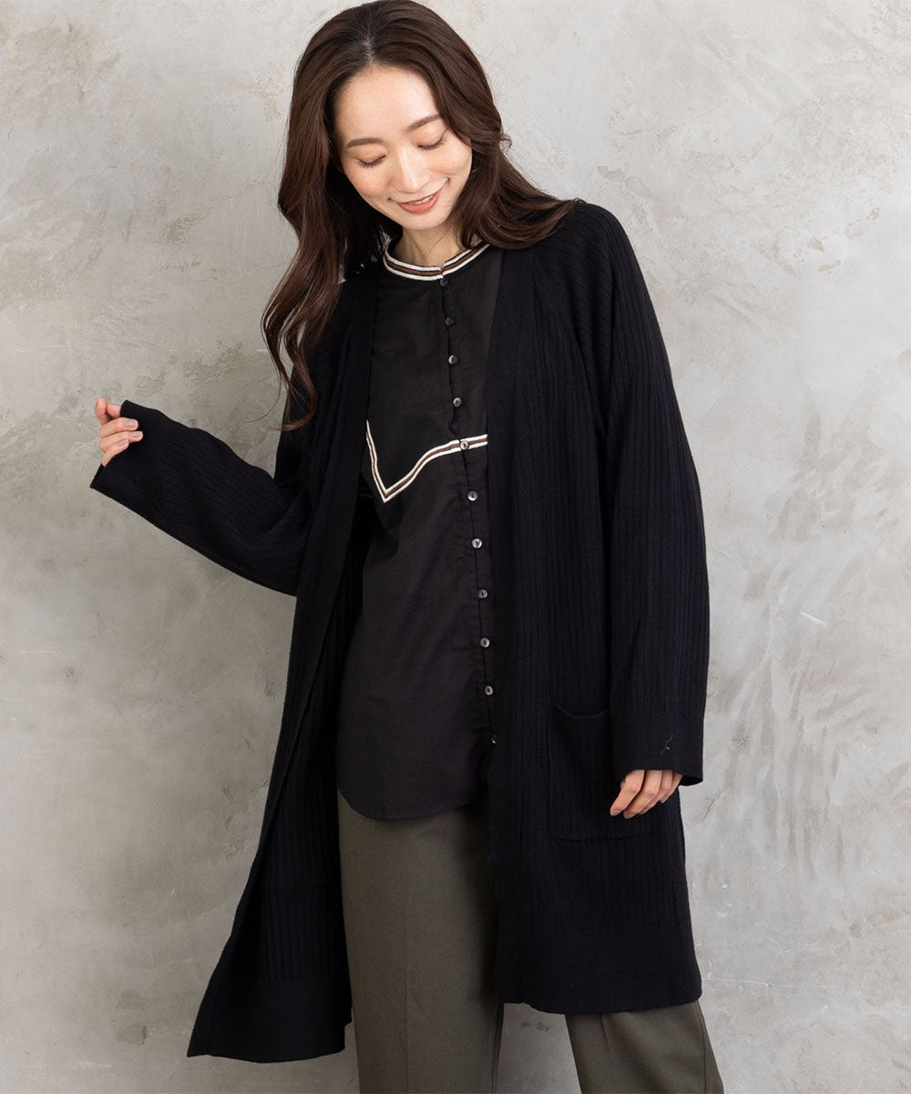 大きいサイズ レディース リブ ロング丈 カーディガン｜sabstreet my standard(サブストリートマイスタンダード)