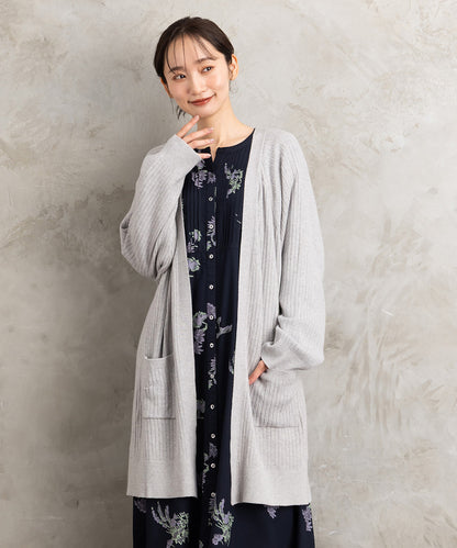 着流しリブロングカーディガン