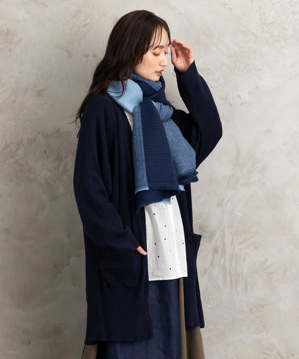 着流しリブロングカーディガン