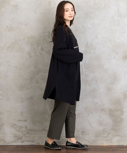 着流しリブロングカーディガン