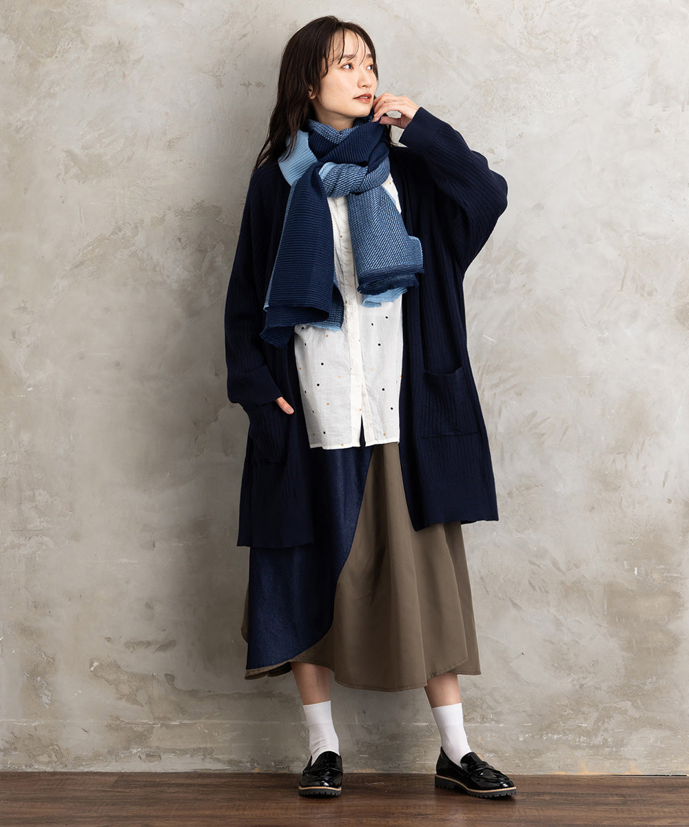 着流しリブロングカーディガン