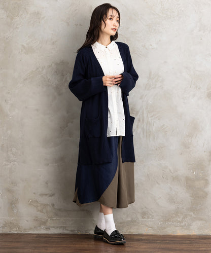 着流しリブロングカーディガン