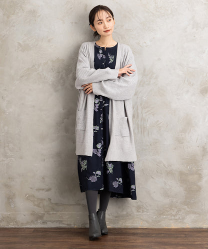 着流しリブロングカーディガン