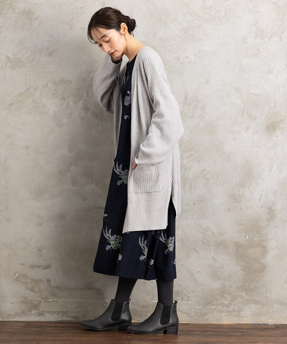 着流しリブロングカーディガン