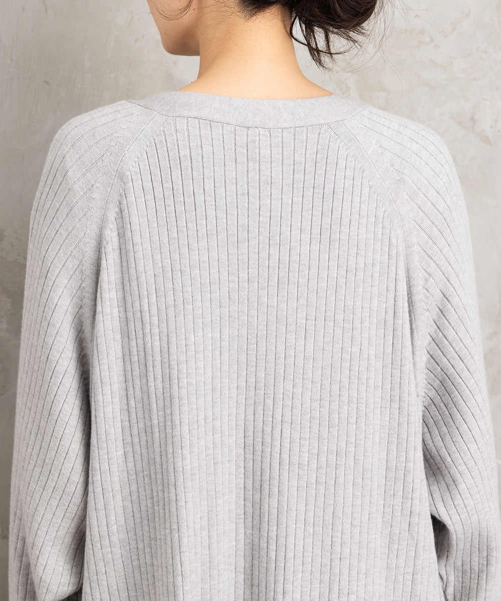 着流しリブロングカーディガン