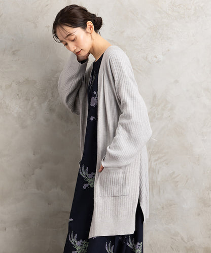 着流しリブロングカーディガン