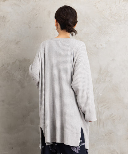 着流しリブロングカーディガン