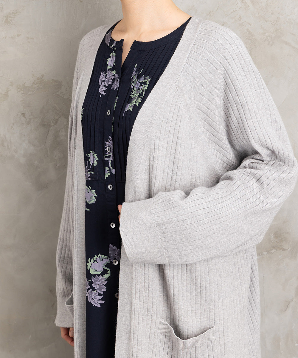 着流しリブロングカーディガン