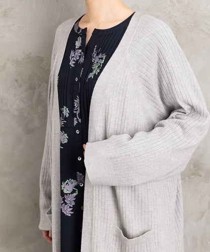 着流しリブロングカーディガン