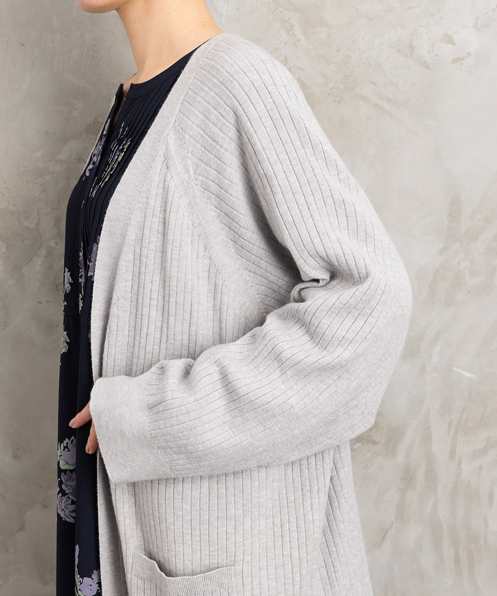 着流しリブロングカーディガン