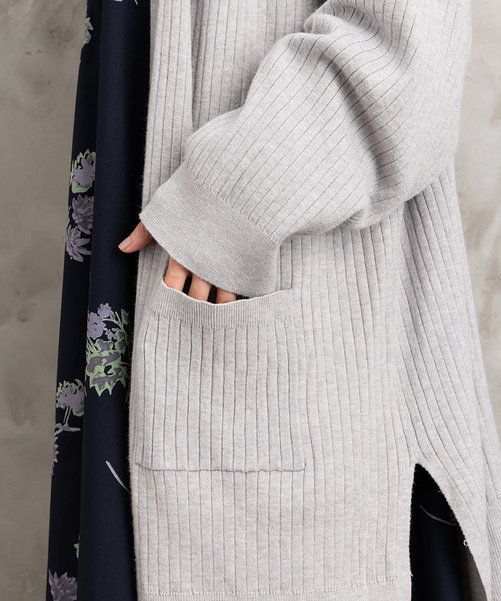 着流しリブロングカーディガン