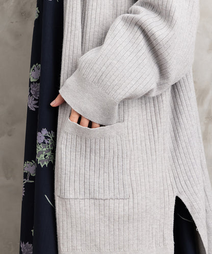 着流しリブロングカーディガン