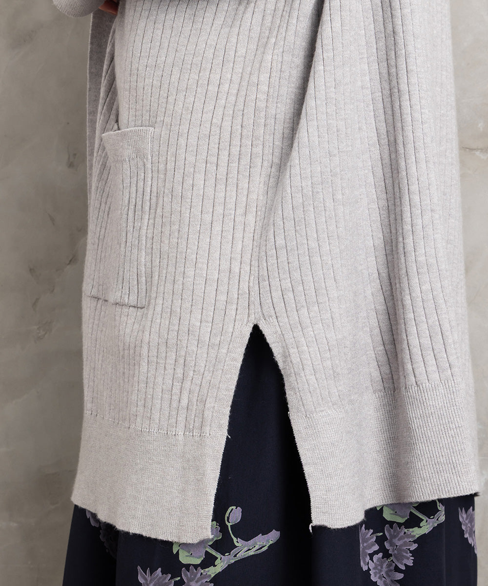 着流しリブロングカーディガン