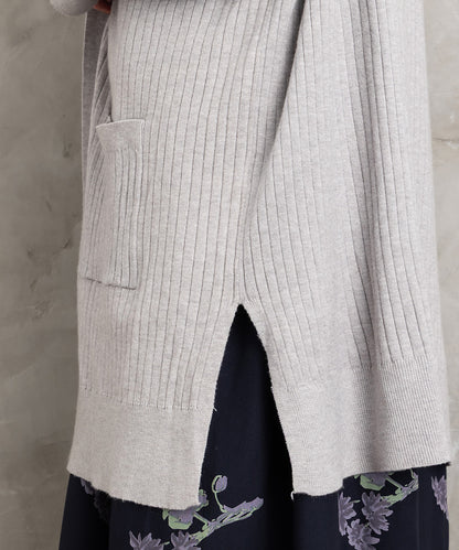 着流しリブロングカーディガン